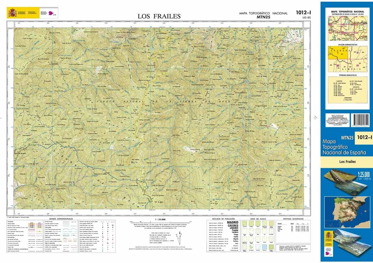 Carte topographique de l'Espagne n° 1012.1 - Los Frailes   CNIG - 1/25 000