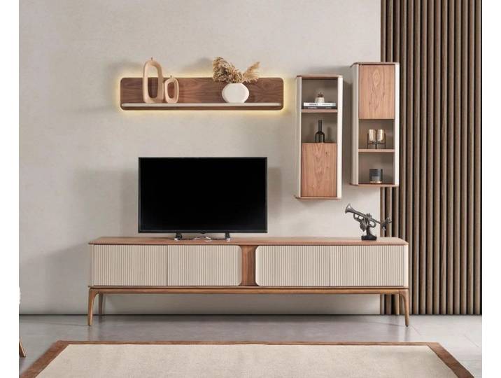 JVmoebel Wohnwand TV-Möbel & Schrankwände Wohnwand rtv Lowboard Schrank Wohnwände Sofort, (4-St., Wohnwand), Made in Europa