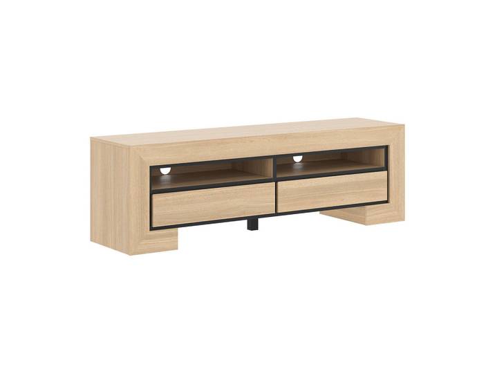 Petits-meubles Tv-Möbel Lucius Holz und Schwarz, Braun, Holzwerkstoff, 2 Schubladen, 160x50.5x41 cm, Wohnzimmer, TV Möbel, TV-Zubehör
