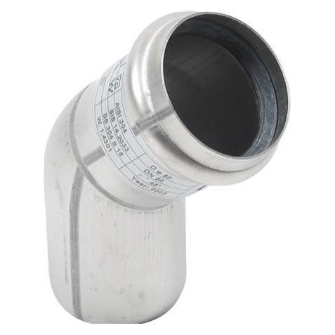 Blücher bøjn.45.0gr.50mm - m.O-ring RF AISI 304.Alm RF stål (820.045.050)