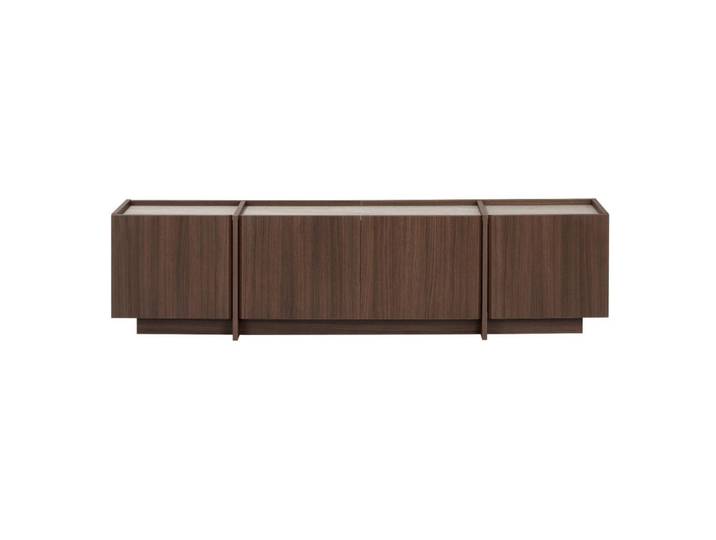 Calicosy Tv-Möbel 4 Türen, 2 Klappen und 1 Fach 180/90/75 cm, Braun, 35x46x180 cm, Wohnzimmer, TV Möbel, TV-Ständer