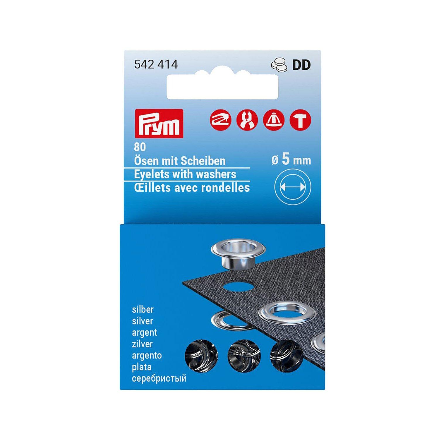 Prym Nähfrei-Ösen mit Scheiben, Größe: 5 mm Ø, Inhalt: 80 Stück