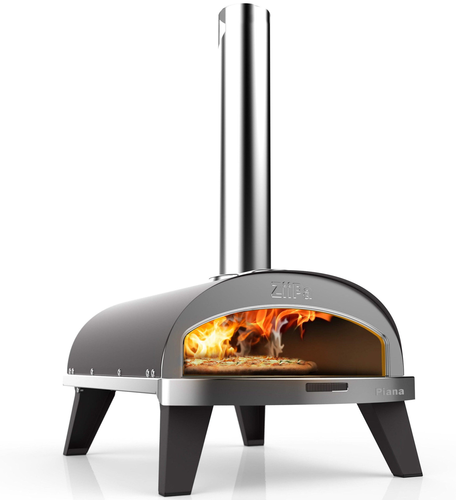 ZiiPa Pizza Oven Piana - Houtgestookt - met Thermometer en Roterende Leisteen - voor pizza's van ø 30 cm