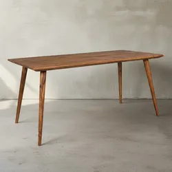 KADIMA DESIGN Massivholz Esstisch "SAVIO": Retro Landhausstil, handgefertigt, Sheesham-Holz, verschiedene Größen, Braun mit Maserungen.
