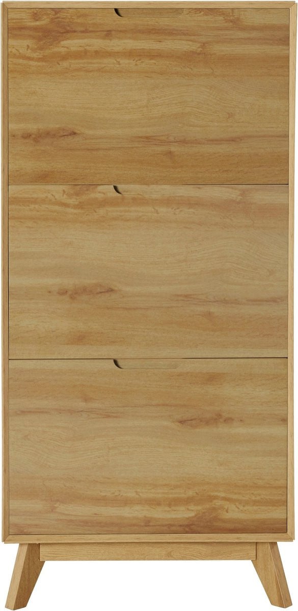 Notio Living Ezra Schoenenkast met 3 kleppen in Bruin Eikenlook