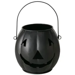Boltze Halloween Windlicht Grimasi Schwarz, 19,5 x 22 x Höhe 17,6 cm, schwarz