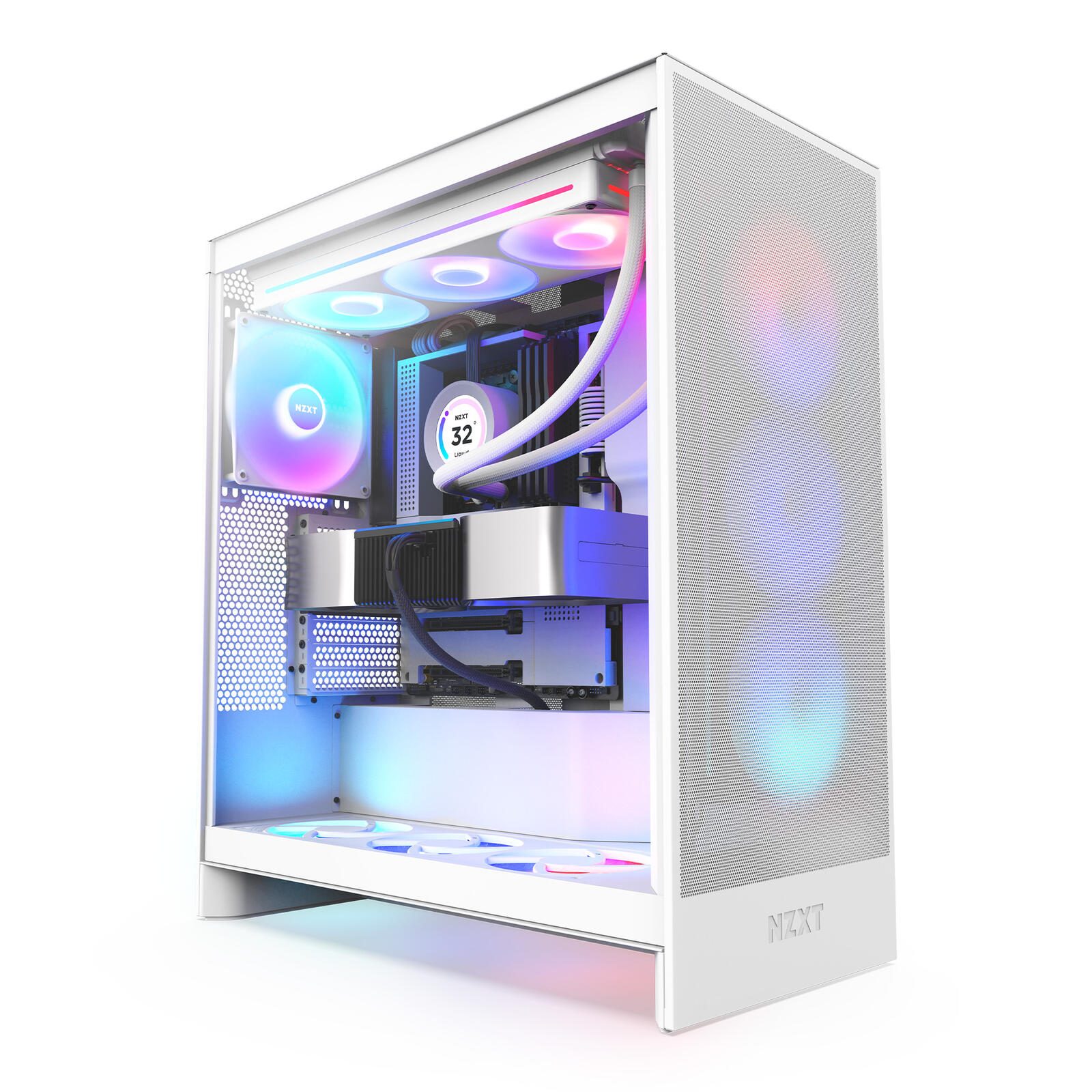 NZXT H7 Flow RGB Mid-Tower-Gehäuse, Weiß CM-H72FW-R1