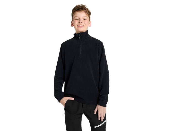 Fleeceshirt CMP KID FLEECE SWEAT , Jungen, Gr. 164, schwarz, Stoff, Obermaterial: 100% Polyester, unifarben, Shirts Fleeceshirt, für Kinder