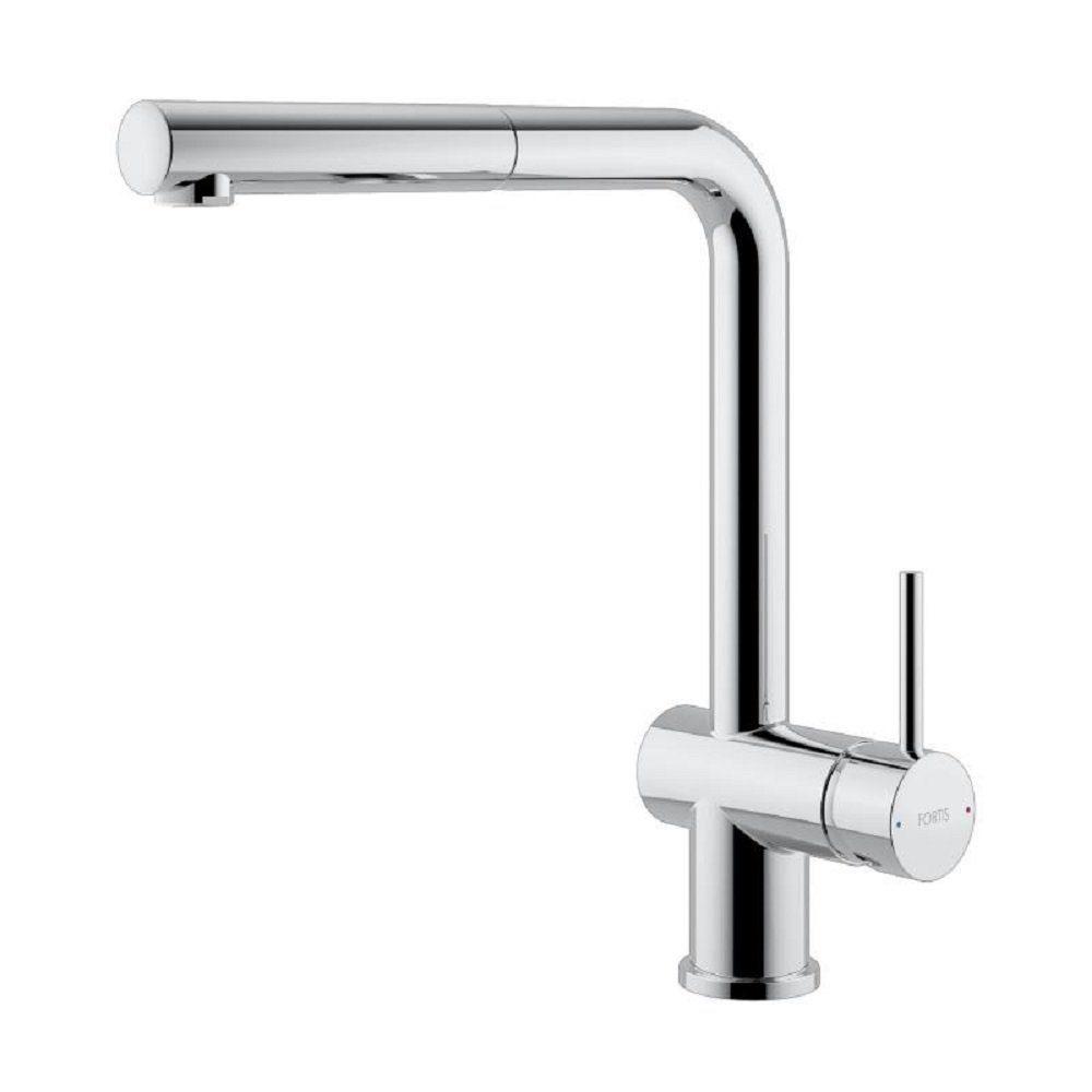 fortis Küchenarmatur Bria Einhebel Küchenarmatur mit ausziehbarem Auslauf, Armatur Küche (Warmwasserarmatur & Kaltwasserarmatur, Kaltwassserhahn)