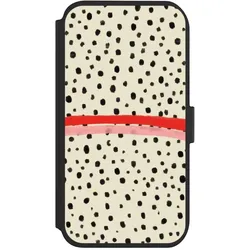 Nivocase Klapphülle für Apple iPhone 11 Handyhülle aus Kunst Leder NIVOflip schwarz Kunst Punkte Streifen (Apple iPhone 11), Smartphone Hülle, Schwarz