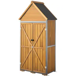 VEVOR Gartenschrank Holz, Geräteschrank mit Abschließbaren Türen, Gerätehaus mit Regalen & Boden, Geräteschuppen, Gartengerätehaus, Werkzeugschrank für Terrasse, Garten / Rasen, 76x43x171 cm