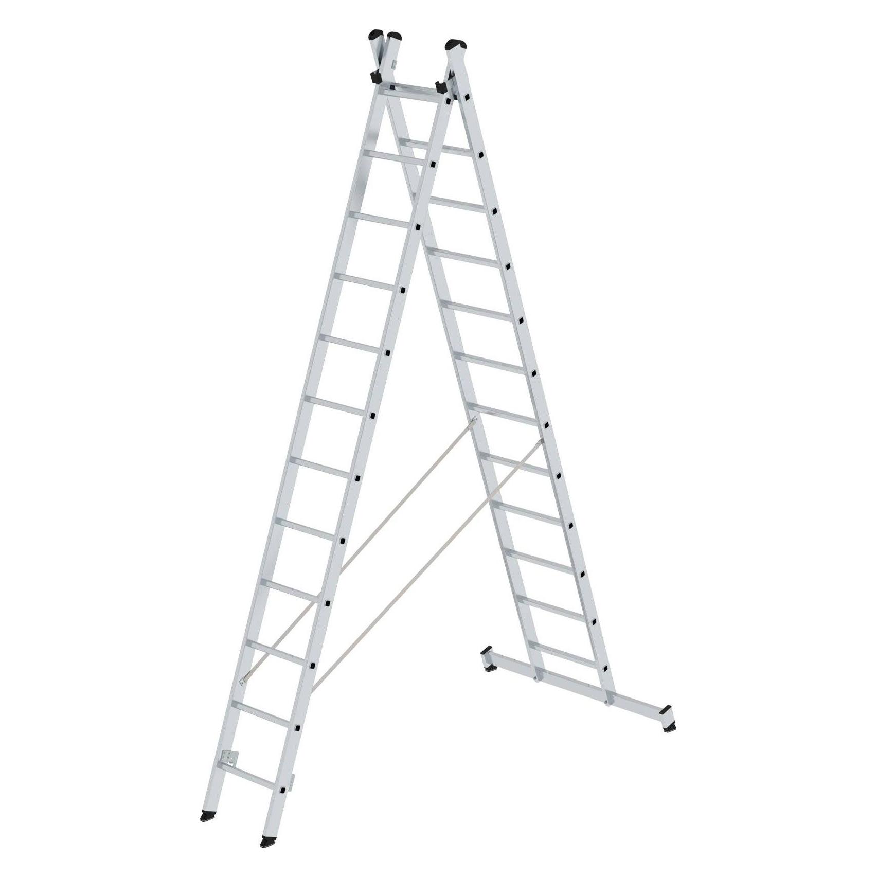 Munk Sprossen-Mehrzweckleiter 2-teilig mit nivello-Traverse 2x12 Sprossen (Mehrzweckleiter, 614 cm) (031224)