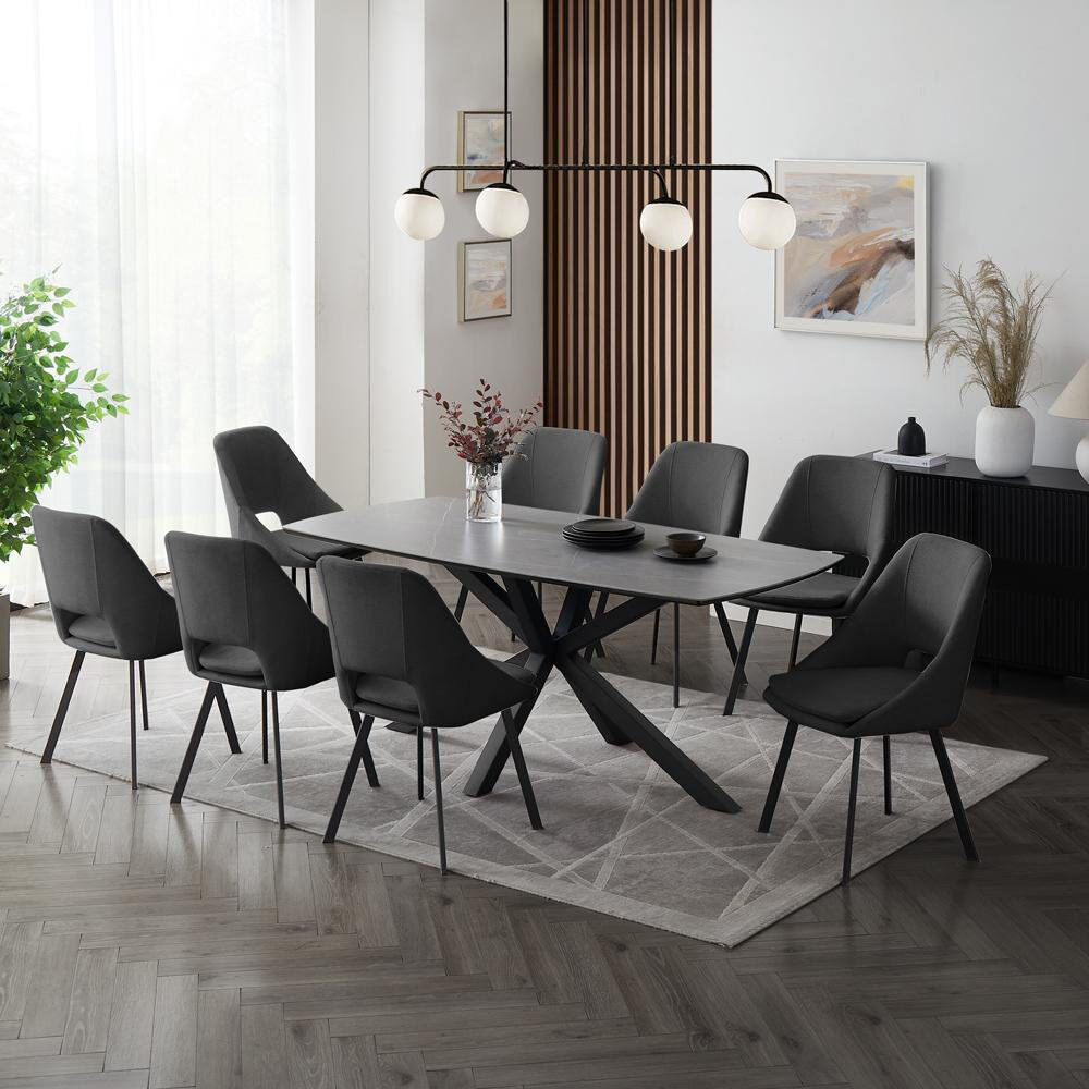 Ivy Bronx Deanie 8 -Person Stone Dining Set Dark Gray 8