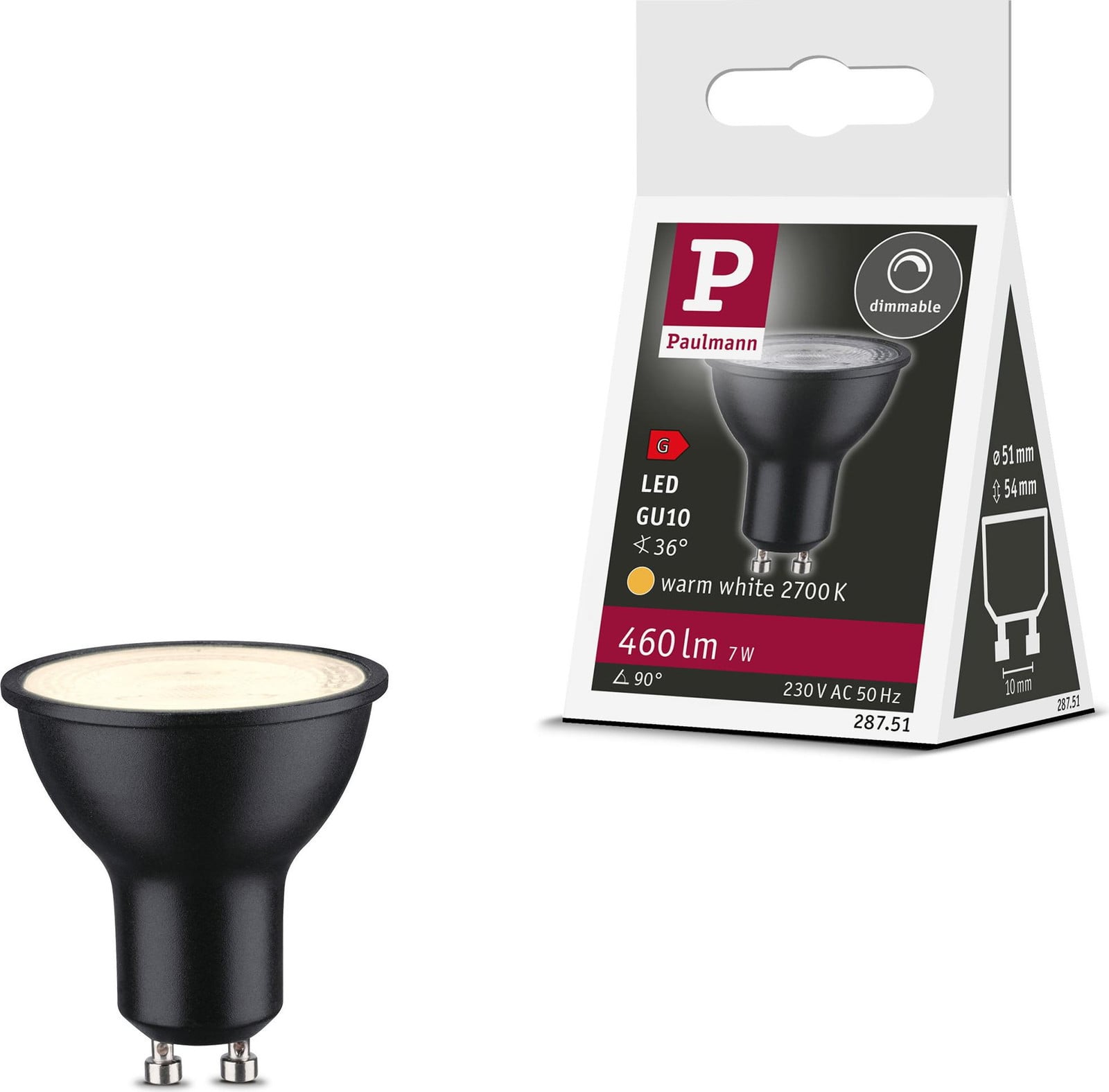Paulmann Standard 230V LED-reflector GU10 Warm Wit, Zwart