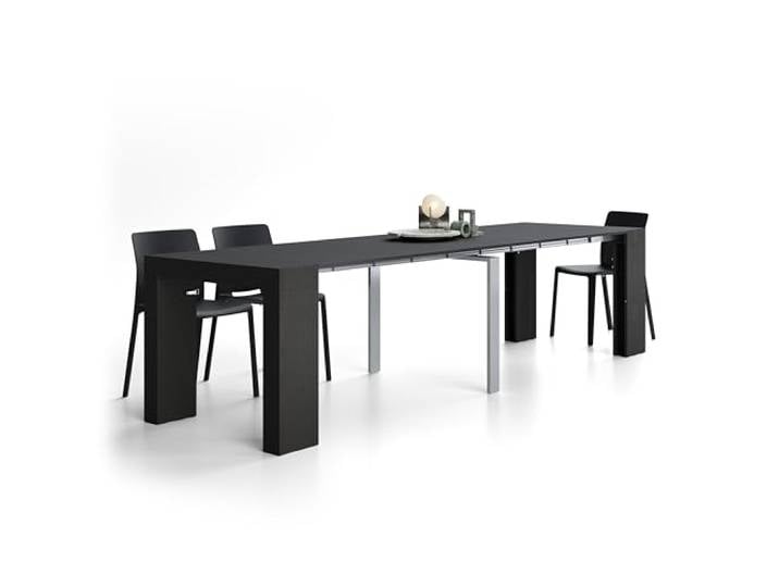 MOBILI FIVER, Evolution, ausziehbarer Konsolentisch, 45(305) x90 cm, Esche, Schwarz, Made In Italy