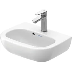 Duravit D-Code Handwaschbecken, mit Hahnloch und Überlauf, 450 × 340 × 145 mm, Weiß hochglänzend, 0705450000