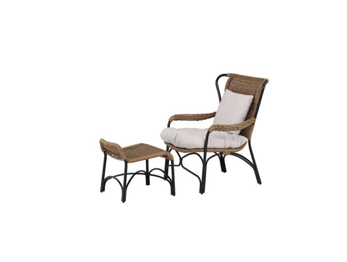 Gardenson Loungesessel, Braun, Schwarz, Metall, 120x99x88 cm, Loungemöbel, Loungesessel