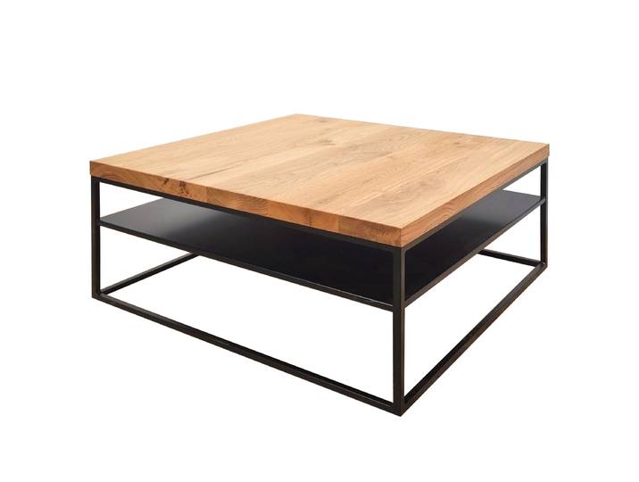 Table basse carrée Ossofo 80 x 40cm Marron/Noir