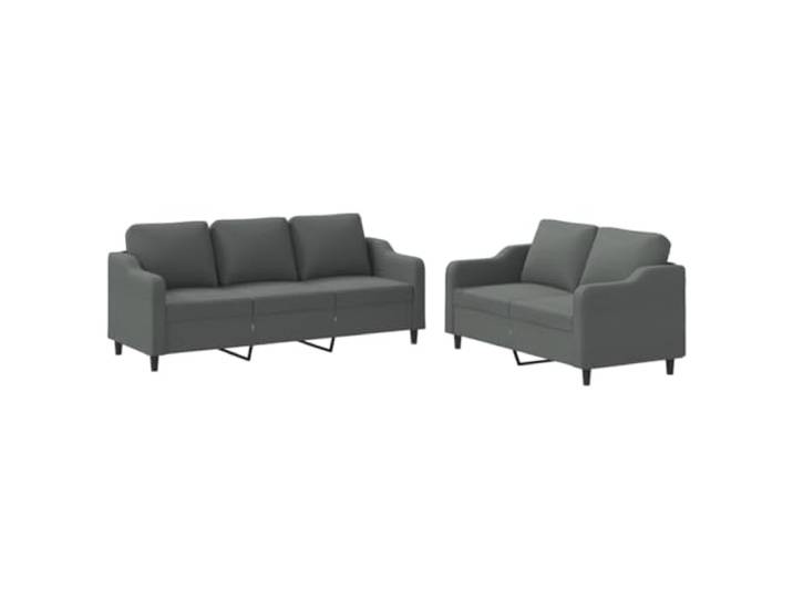 KUTYWEXFM 2-tlg Sofagarnitur mit Kissen Couch Set Dunkelgrau Stoff Ergänzende Couchgarnitur für Wohnzimmer und Büro mit dicker Polsterung und stabilem Sperrholz-Metall-Rahmen.