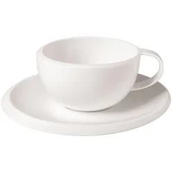 KAFFEETASSE MIT UNTERTASSE NewMoon weiß 190 ml