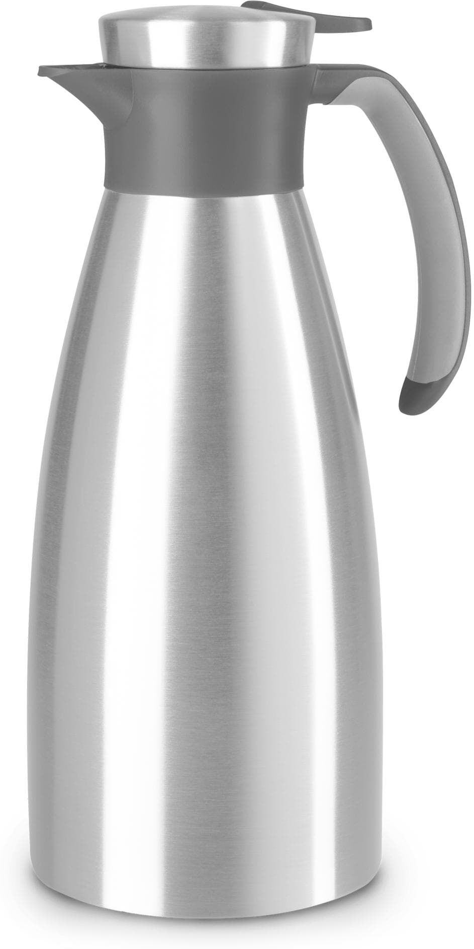 Thermoflasche EMSA "Soft Grip 1500 ml Silber", silber (silberfarben), Trinkflaschen, 1.500ml, Edelstahl, Thermoflasche, H:28,5cm silberfarben 1.500ml