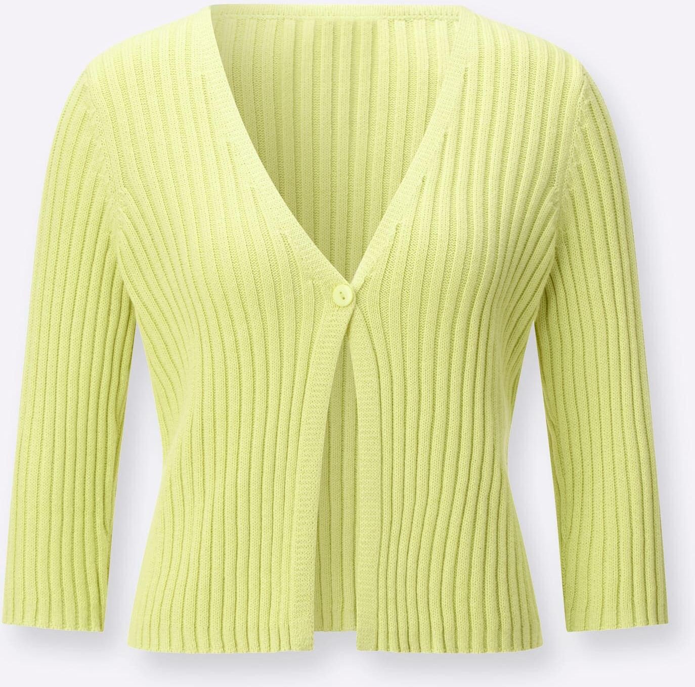 Bolero CASUAL LOOKS, Damen, Gr. 50, pistazie, 100% Baumwolle, unifarben, Strickjacken Bolero pistazie 50