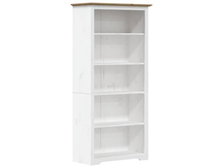Bibliothèque - ASHATA - BODO - Bois de pin massif - 5 étagères - 80x38x180 cm