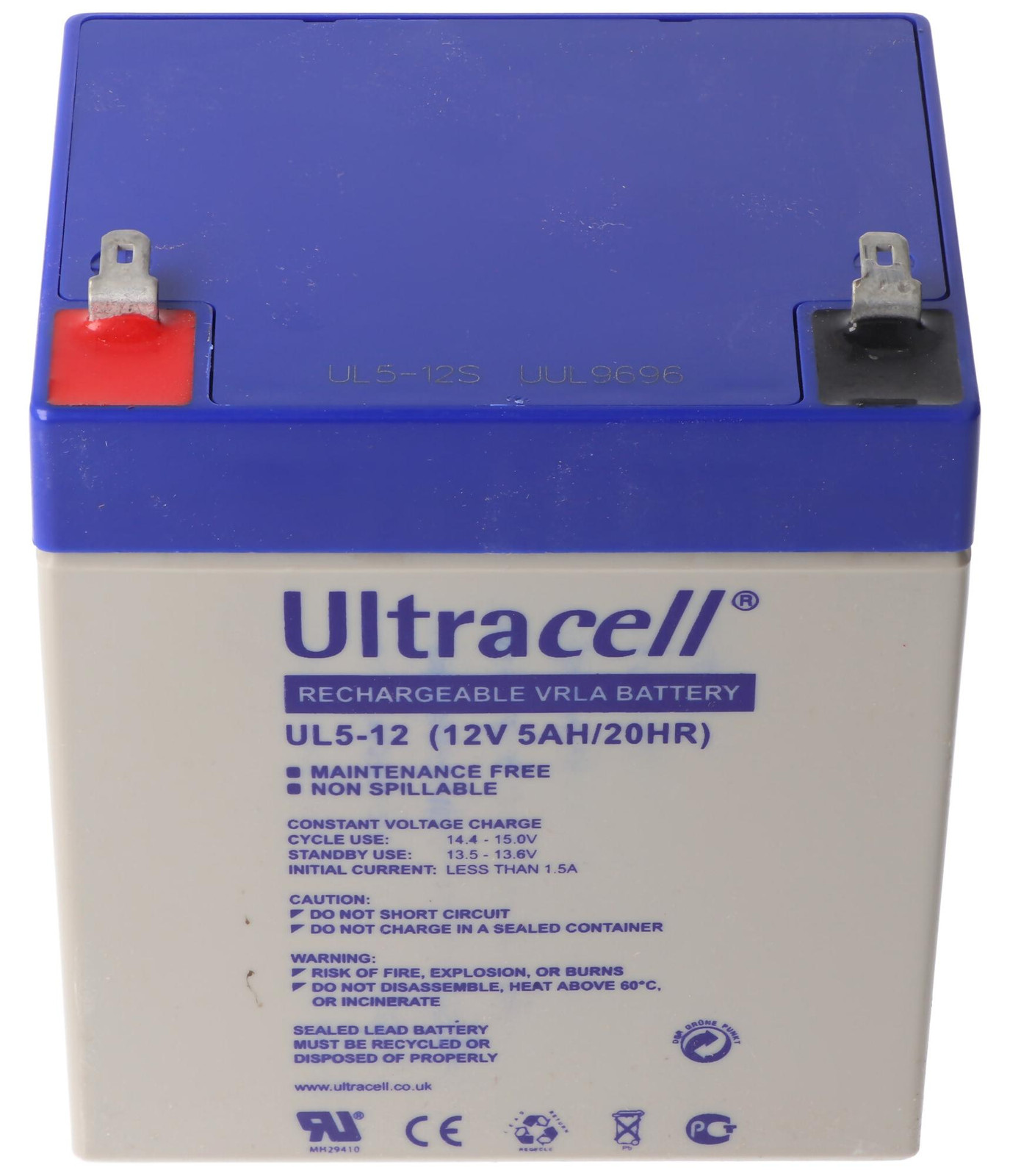 Ultracell UL5-12 AGM loodzuuraccu, 12V, 5Ah