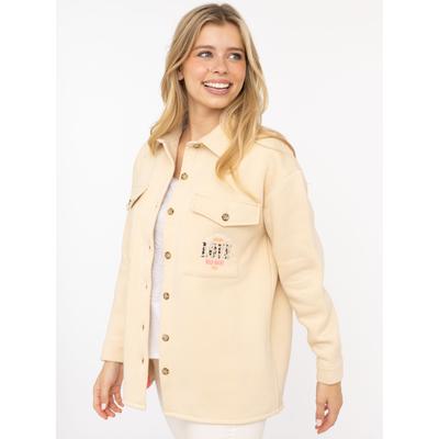 Langarmhemd ZWILLINGSHERZ, Damen, Gr. L/XL, N-Gr, beige, Sweatware, Obermaterial: 50% Baumwolle, 50% Polyester, bequem hüftbedeckend, angesetztes Bündchen, Hemden, Brusttaschen, Knöpfe, weich, Hemdkragen