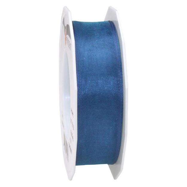 Präsent FOUR SEASONS transparentes Band mit Drahtkante royalblau, 25 m einfarbiges Stoffband, 25 mm (607 25 25-414)