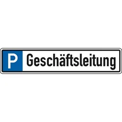 Schild I Parkplatzreservierungsschild Geschäftsleitung, mit Befestigungsset 1, 520x110mm