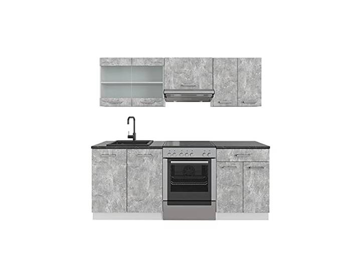 Vicco Küchenzeile R-Line, Beton/Weiß, 200 cm