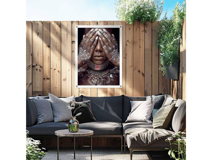 Poster extérieur Femme africaine PVC Blanc/Blanc 60 x 80 x 0cm