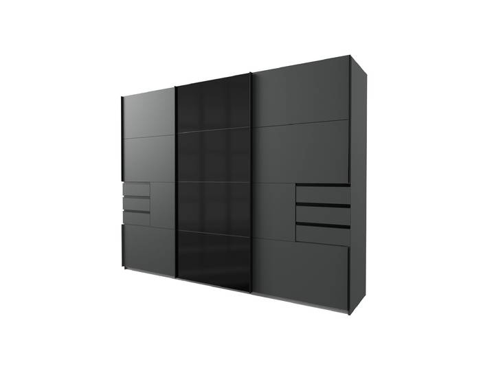 Schwebetürenschrank graphit - schwarz - Glasfront - 270 cm - SAIGON