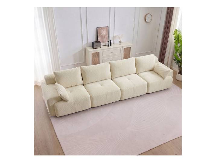 Vankel 4-Sitzer Sofas Wohnzimmer modulares Cord Sofa 4-Sitzer groß flexibel, Modulares Ecksofa aus Cord, ohne Montage, frei kombinierbar