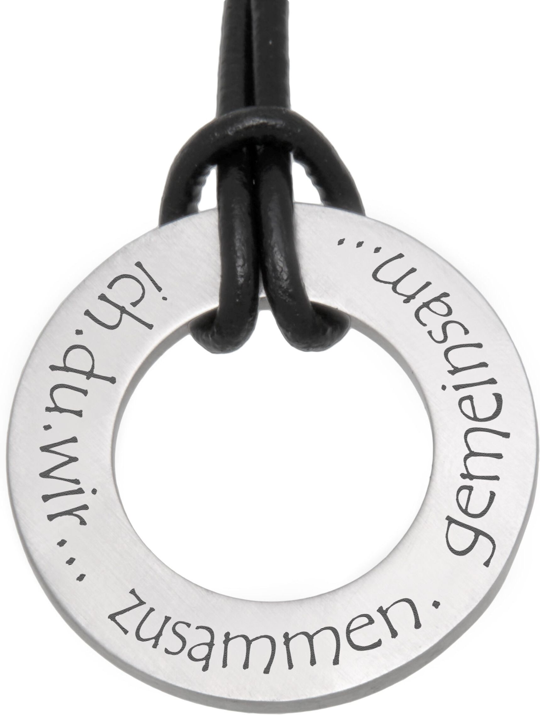 Kette mit Anhänger FIRETTI "Schmuck Geschenk Halskette, Lederband" Gr. 48, schwarz (edelstahlfarben, schwarz), Halsketten, Damen, 48, Edelstahl Leder, L: 52, Edelstahl, Leder, Kette mit Anhänger edelstahlfarben, schwarz 48, Edelstahl Leder, L: 52
