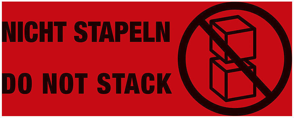 Warnetiketten, Aufdruck Nicht stapeln!, VE 1000 Stk, LxB 145 x 70 mm, ab 5 VE ratioform