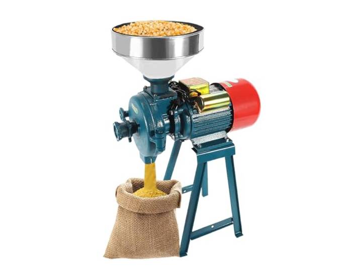 Getreidemühle, elektrisch, 2200 W, 150 mm, Trichter aus Edelstahl, 60 Netz 2200 W, Scheibe 150 mm, 60 Mesh, Durchfluss > 54 kg/h, Trichter Edelstahl, verzinktes Gusseisen, für Mais, Weizen, Reis