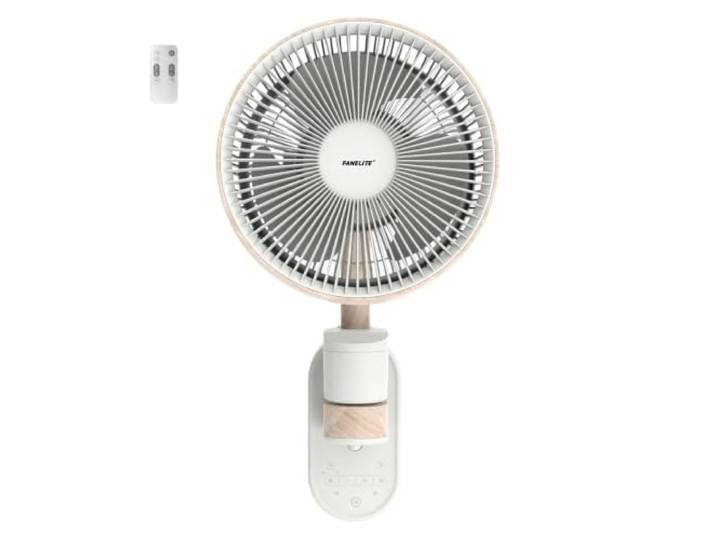 Fanelite - Ventilateur mural FS09 - Moteur DC - Diamètre 25 cm - 8 vitesses - Avec télécommande - Minuterie - Éclairage LED - Double Oscillation - Détecteur de Mouvement - Silencieux
