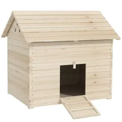 PawHut Entenhaus mit aufklappbarem Kippdach, Geflügelhaus mit erhöhten Boden und Rampe