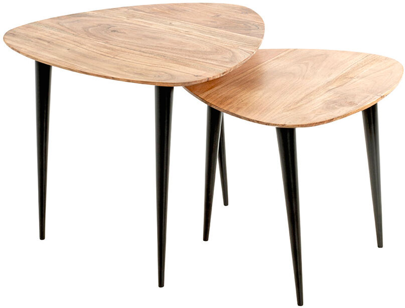 George Oliver Bathgate Solid Wood Top Three Leg Triangular Side Table Acacia 46cm H X 55cm W X 55cm D