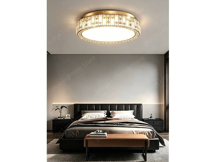 Or moderne Cristal créatif plafonnier de luxe Dimmable lumineux plafond lustre pour chambre salon décor Cristal Lampen