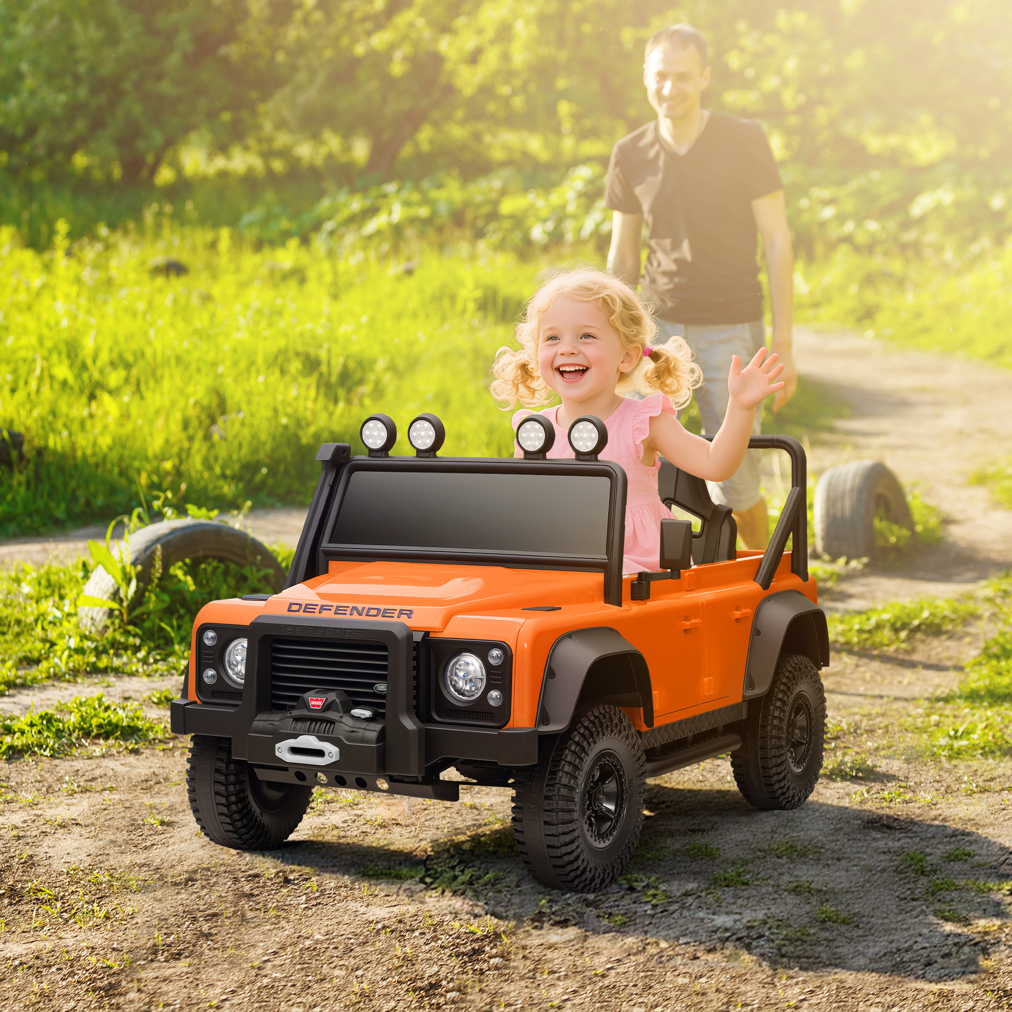 Aiyaplay Auto Elettrica per Bambini, 12V Batteria, Telecomando, Funzione Musicale, Clacson, Luci LED, Arancione   Aosom Italy