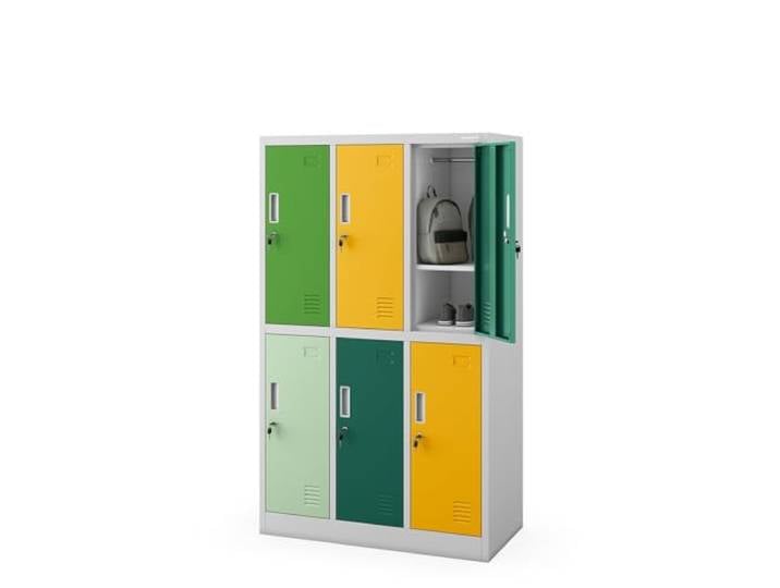 Jan Nowak Armoire Vestiaire 3B2AS Casier Metallique 6 Compartiments Revêtement en Poudre 150 cm x 90 cm x 45 cm (Multicolore)