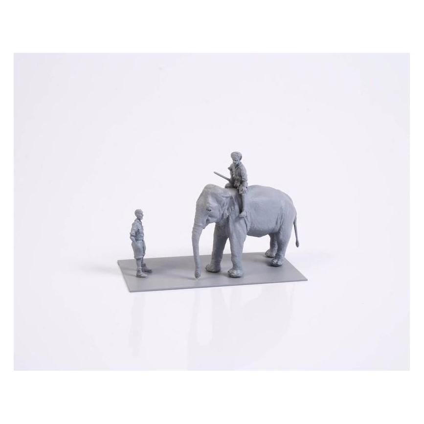 CMK Mechanic of India WWII+Elephant with Mahout (2 fig.+elephant) (129-F72327)