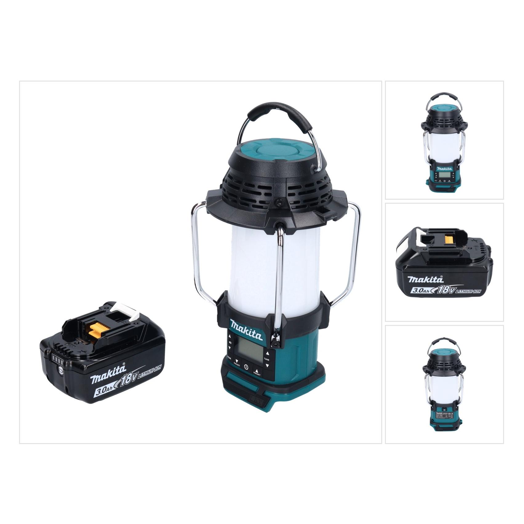 Makita DMR 055 F1 Akku Radio 18 V FM mit Laterne 360° Taschenlampe + 1x Akku 3,0 Ah - ohne (FM) (DMR055F1)