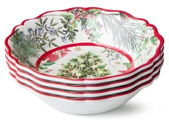 "Certified International Santa's Delivery Set of 4 Melamine All Purpose Bowl 8.5in x 2in - 8.5"" L x 8.5"" W x 2"" H"