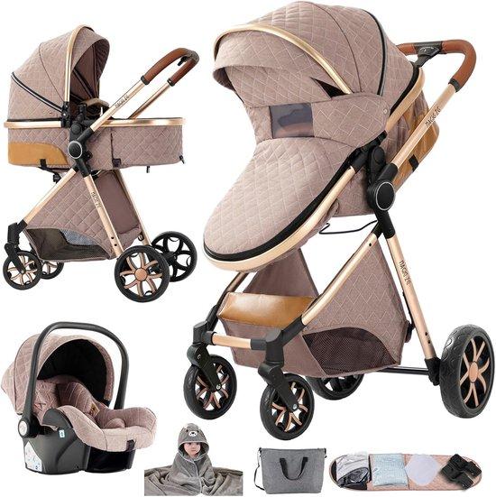 Kinderwagen-Reisesystem - 3-in-1 Kinderwagen - Sichere Fortbewegung - Leichtes Aluminiumgestell - Ab Geburt - Khaki