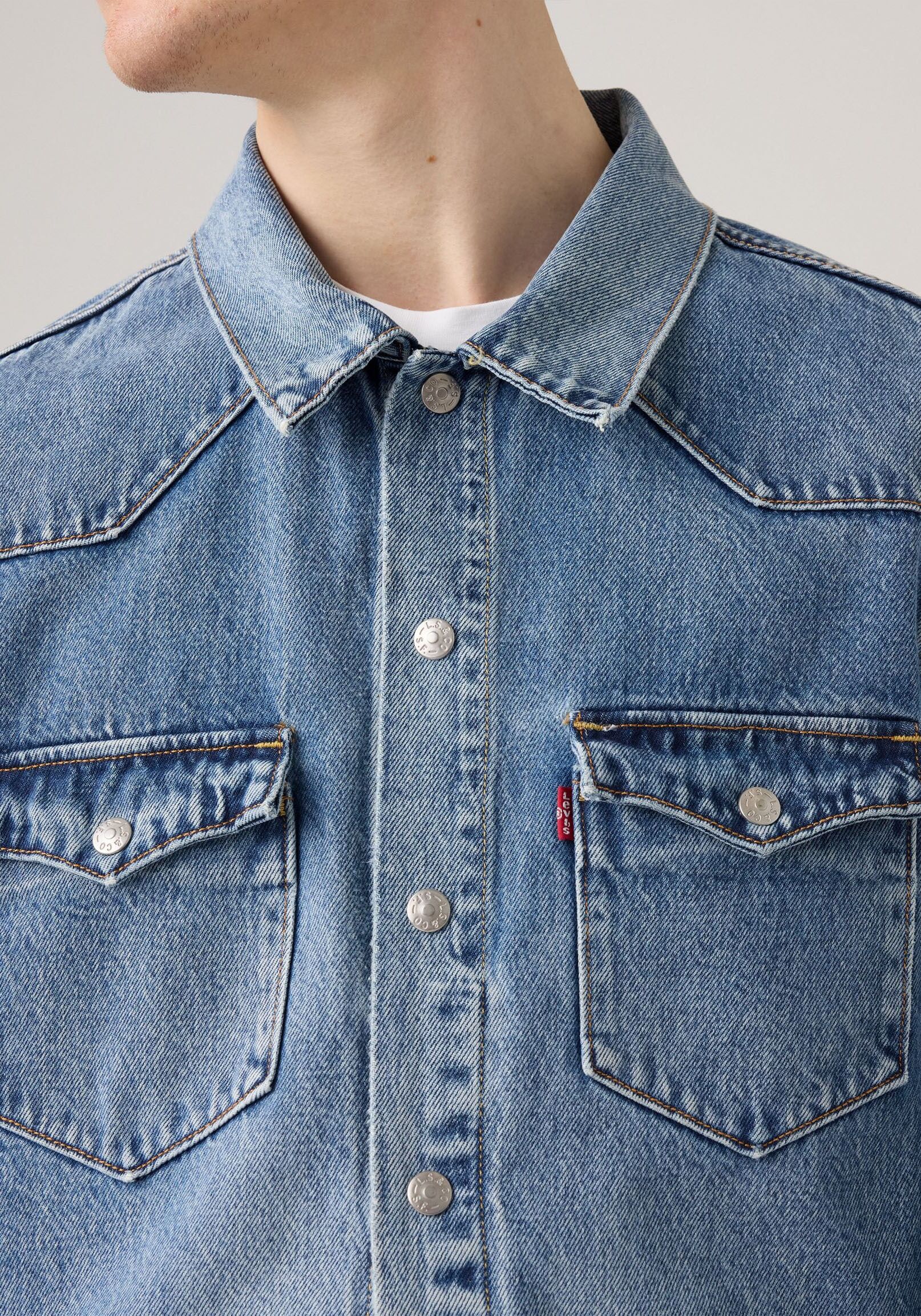 Jeansjacke LEVI'S, Herren, Gr. S, blau (thats a myth trucker), Denim/Jeans, Obermaterial: 100% Baumwolle, bequem hüftlang, Manschette, Jacken Jeansjacke, Westernstyle