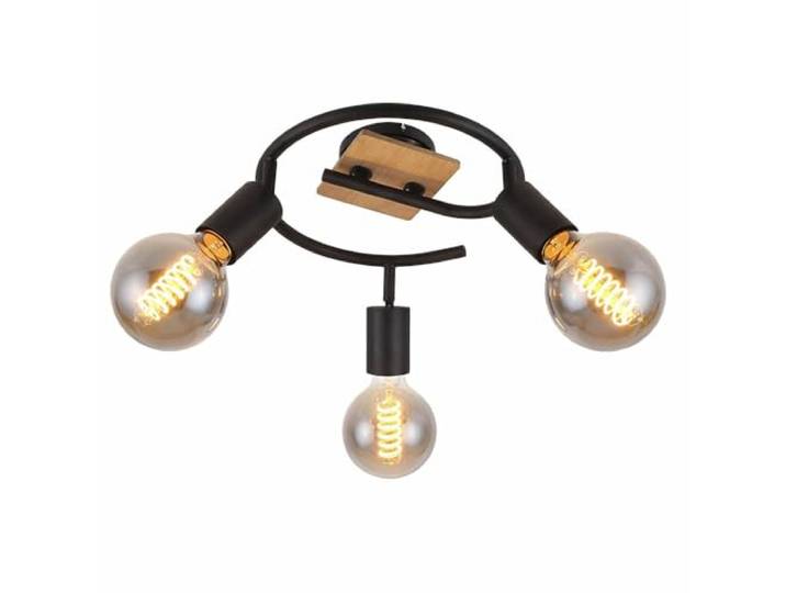 Deckenstrahler Spotleuchte Wohnzimmerlampe Holz e-Shape schwarz braun D 25 cm